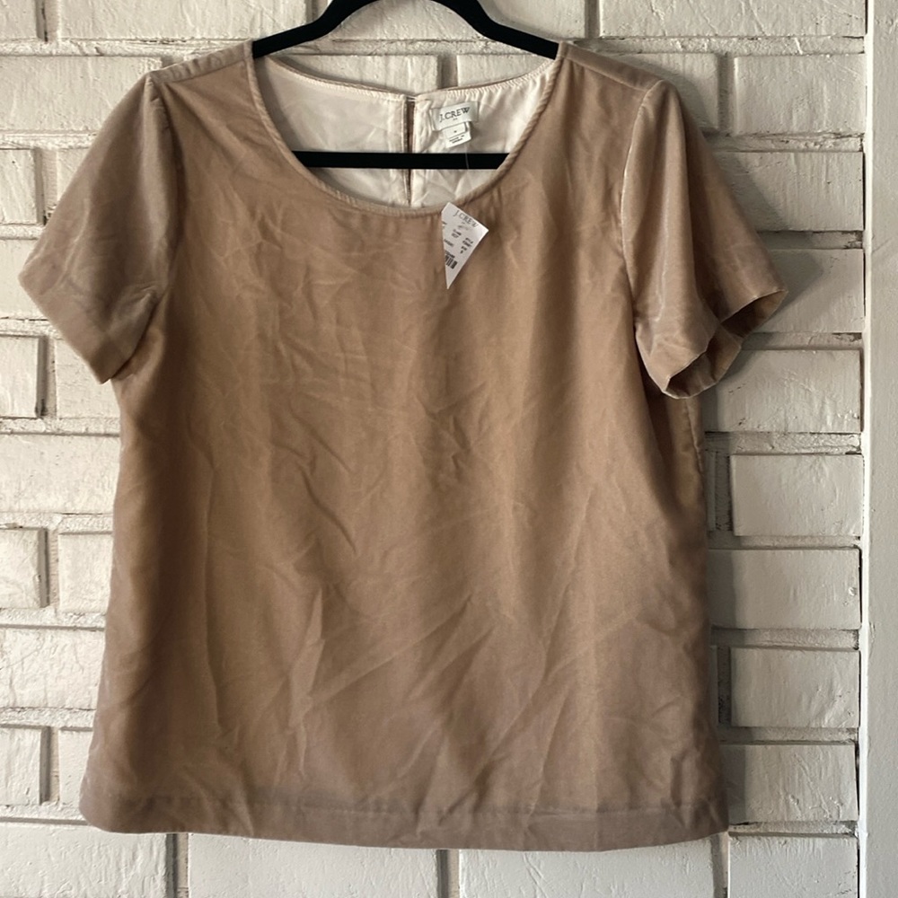 J. Crew blush velvet short sleeve‎ top